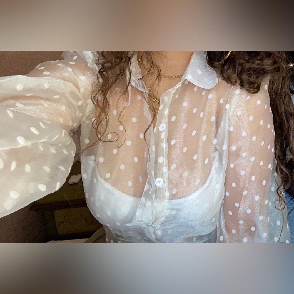 Pretty Little Thing sheer blouse
